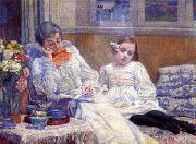 Theo Van Rysselberghe Portrait of Madame van Rysselberghe and daughter oil painting artist